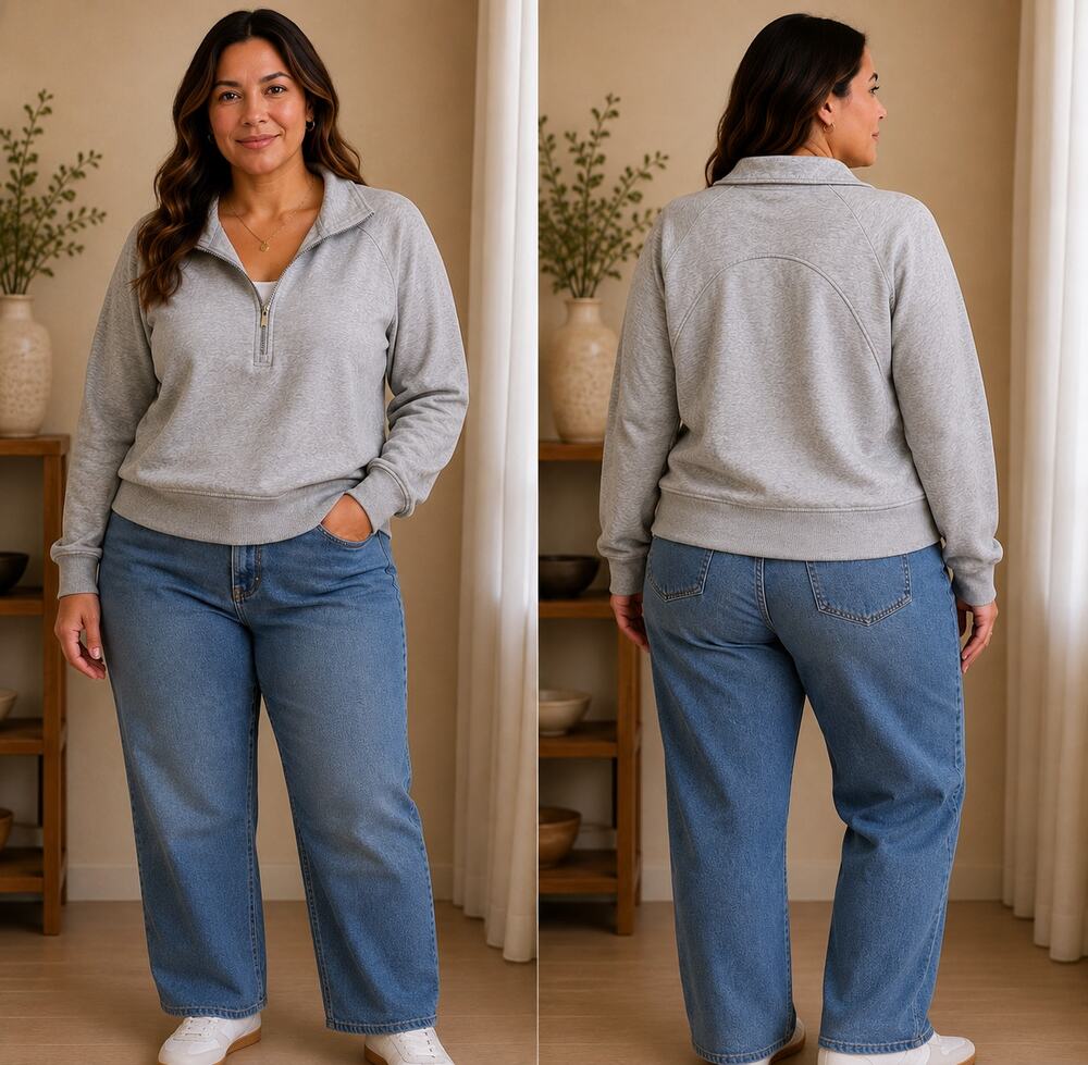 All In Motion Core Fleece 1/2 Zip Pullover Gray Women’s XL Boxy Cropped